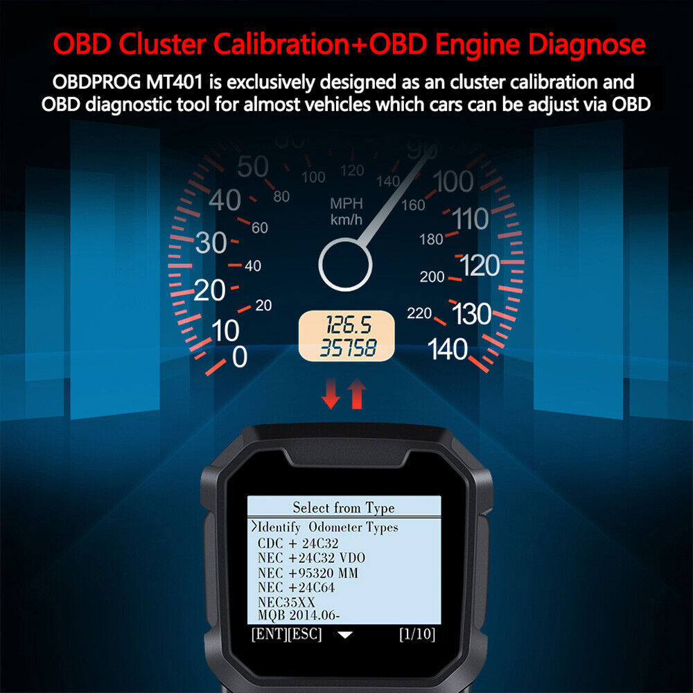 OBDPROG MT401 Car Odometer Mileage Correction Adjustment OBD2 Scanner Reset Tool