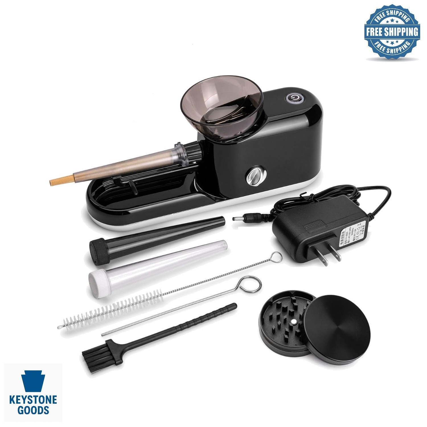 Electric Cone Rolling & Filling Machine with Grinder - Portable & Adjustable