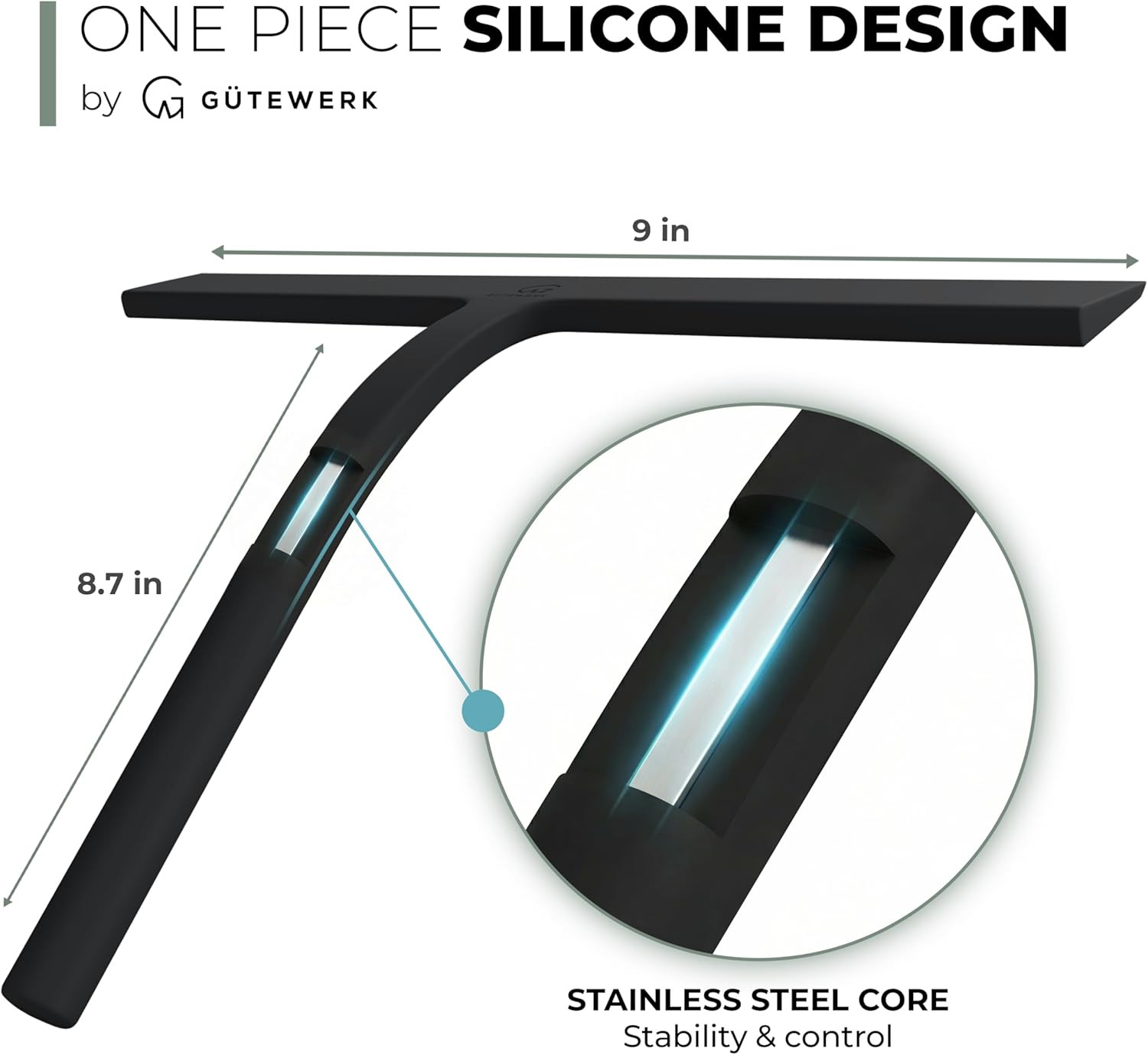 Shower Squeegee for Glass Doors, Silicone Window Squeegee, Bathroom and Glass Cl