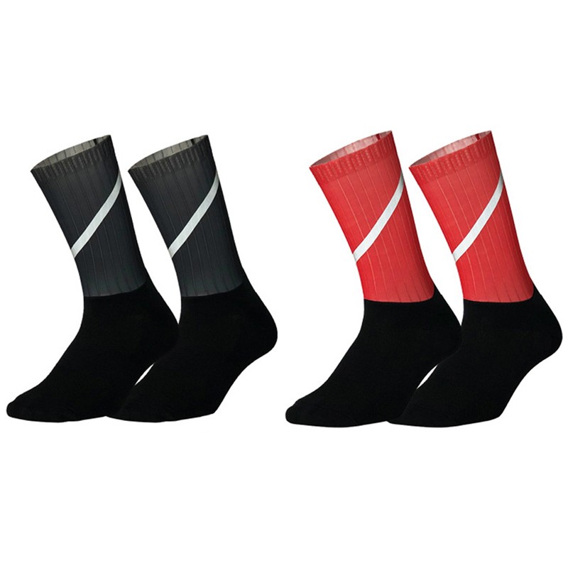 2Pairs Reflective Cycling Socks Riding Bicycle Bike Sports Socks XC Red Black