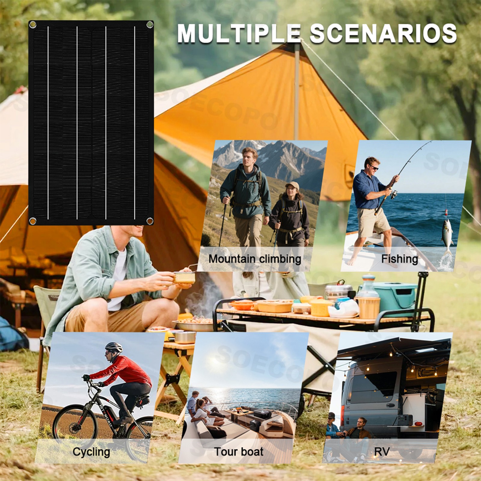 1600W Solar Panel Kit - 2 x800W + 100A Controller + Extension Cord Multi-Scene