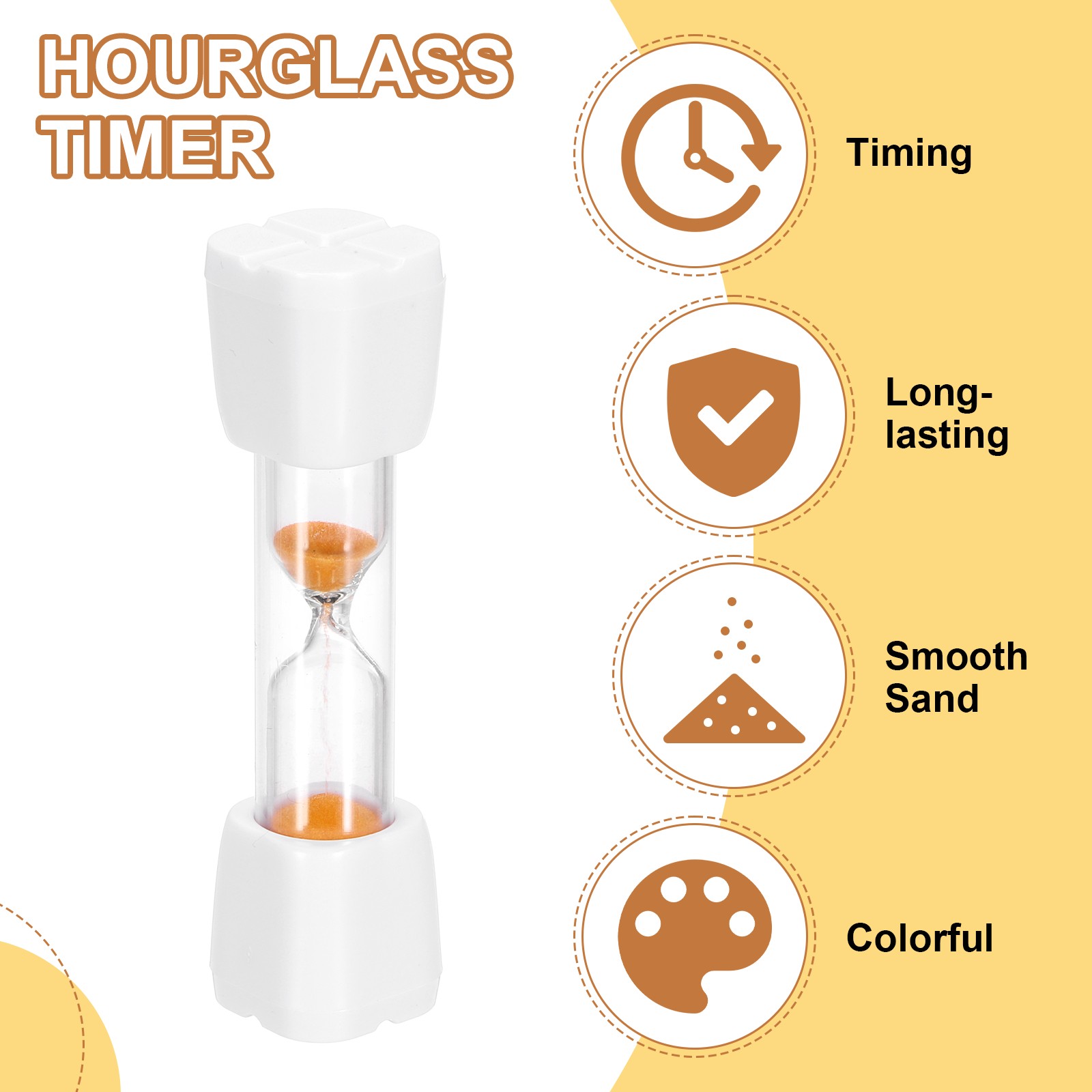 4 Pcs White Cap Orange Sand 3 Minute Sand Timer Sandglass Timer