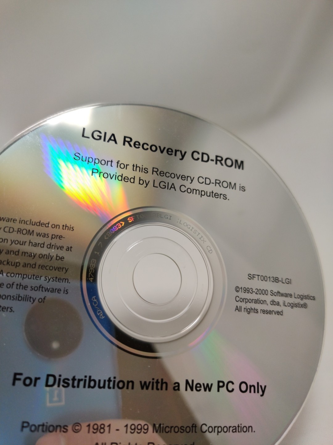 LGIA Recovery CD-ROM - 1999 - SFT0013B-LGI - Microsoft