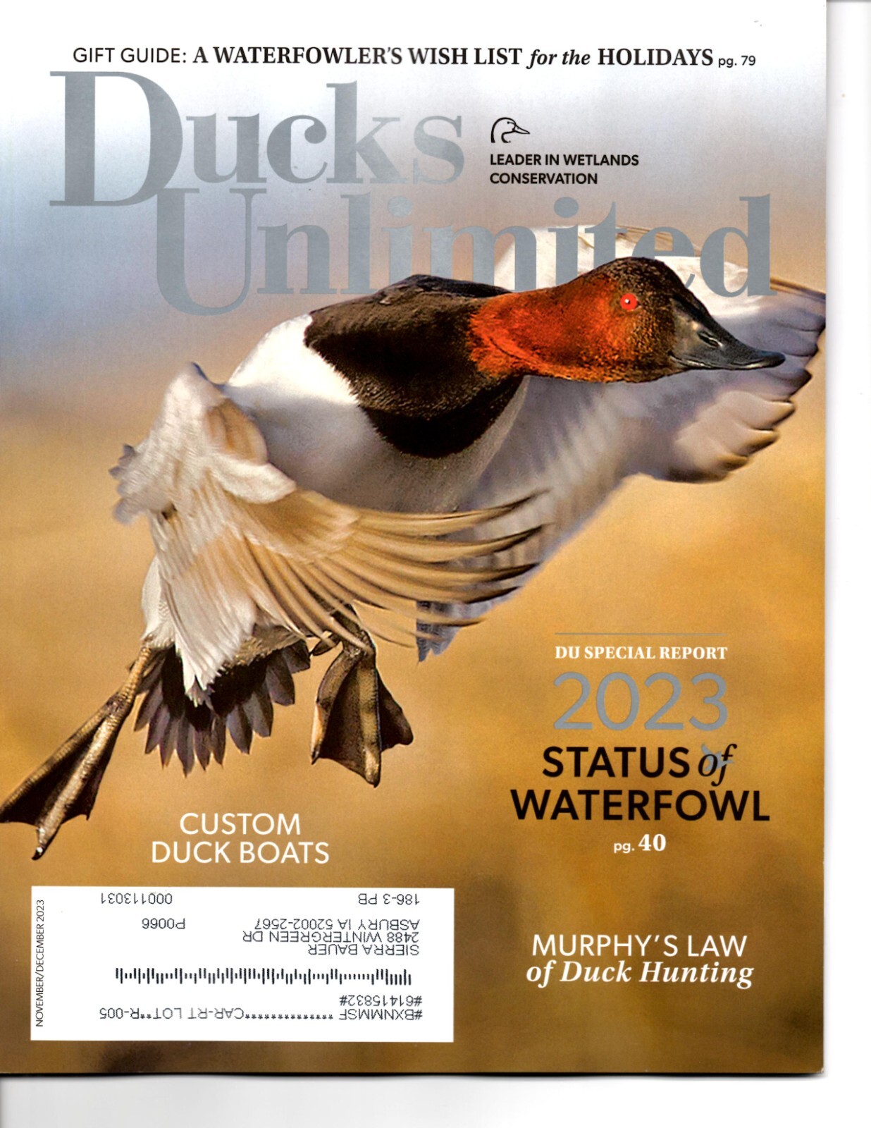 Ducks Unlimited NOVEMBER DECEMBER 2023 Canada Delta Waterfowl Magazine