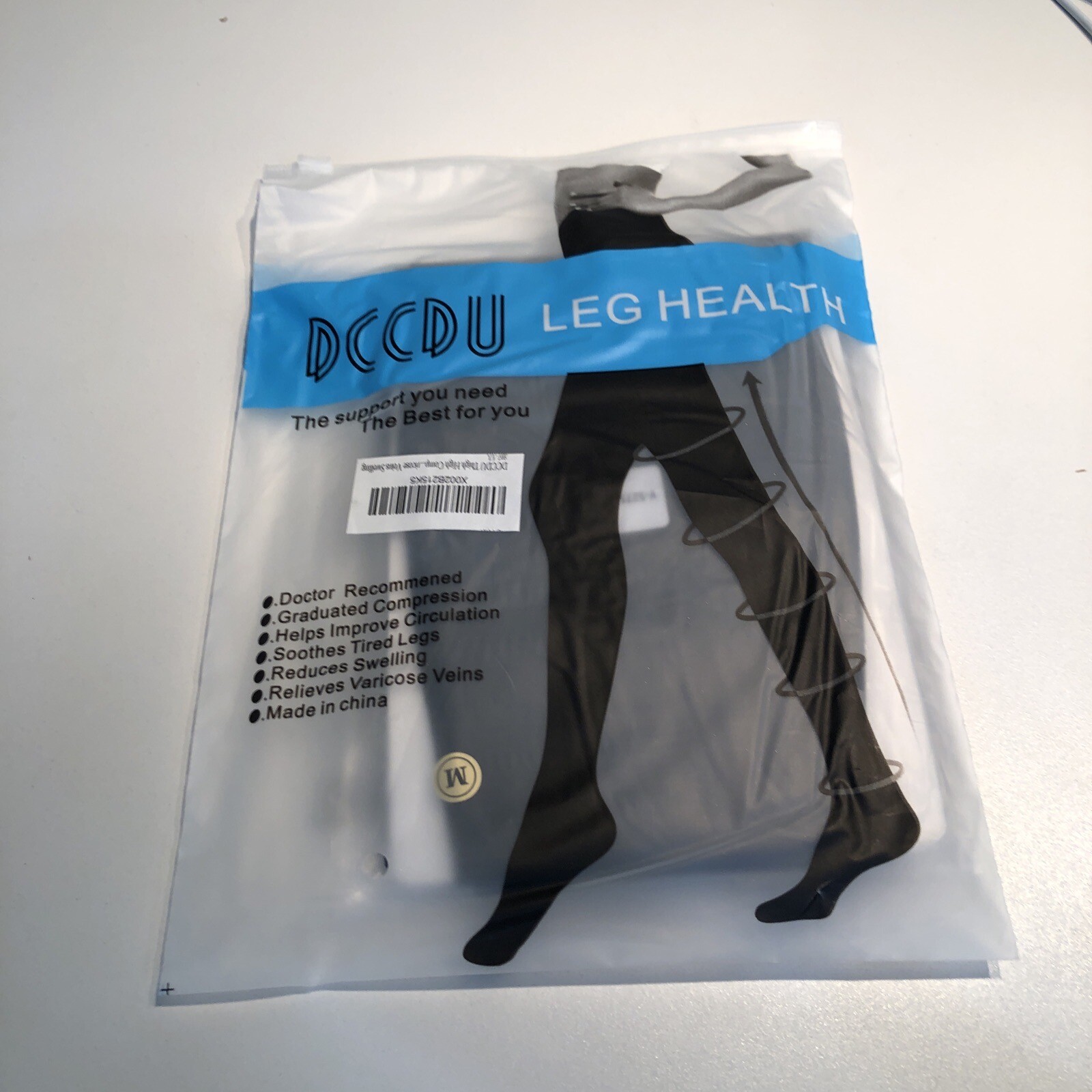 DCCDU Women's Leg Health Thigh High Compression Stockings Black L