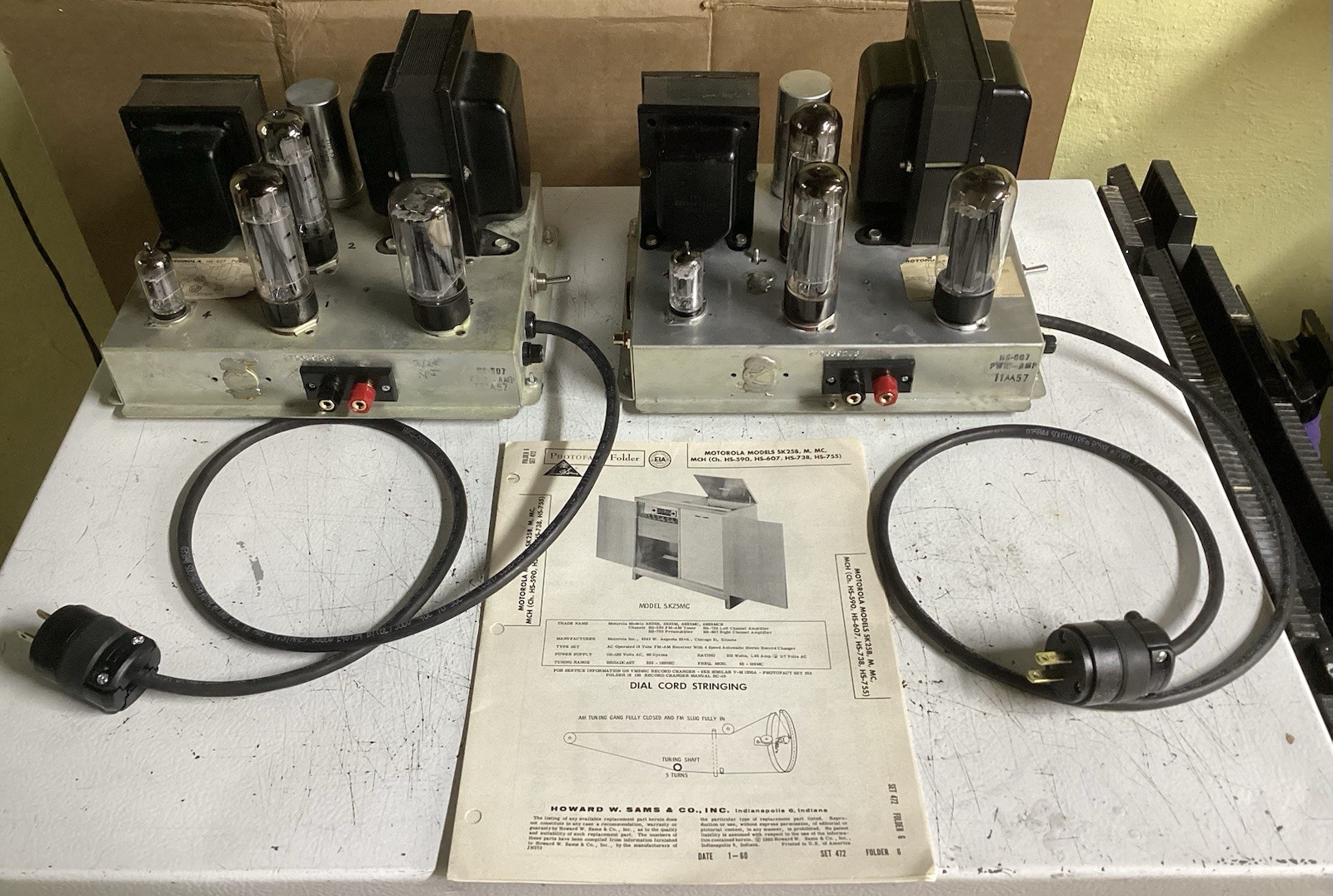 Pair Of Motorola HS-607 EL34 Mono Blocks Ready To Play: Sam’s Photofact Included