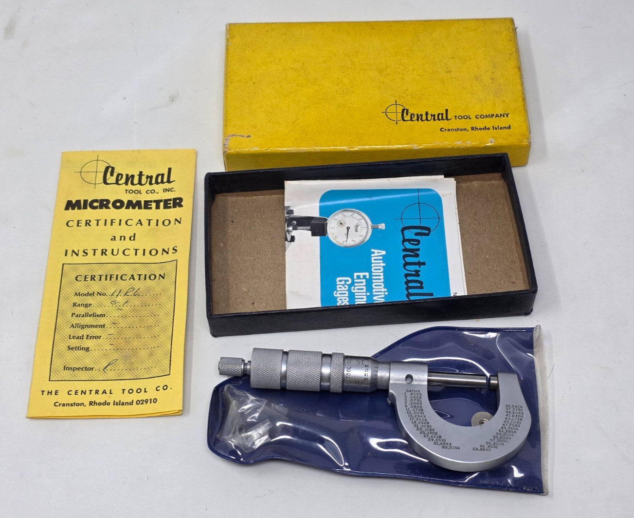 Vintage Central Tools USA Micrometer 0–1" #11RL w/ Spindle Lock Friction Stop