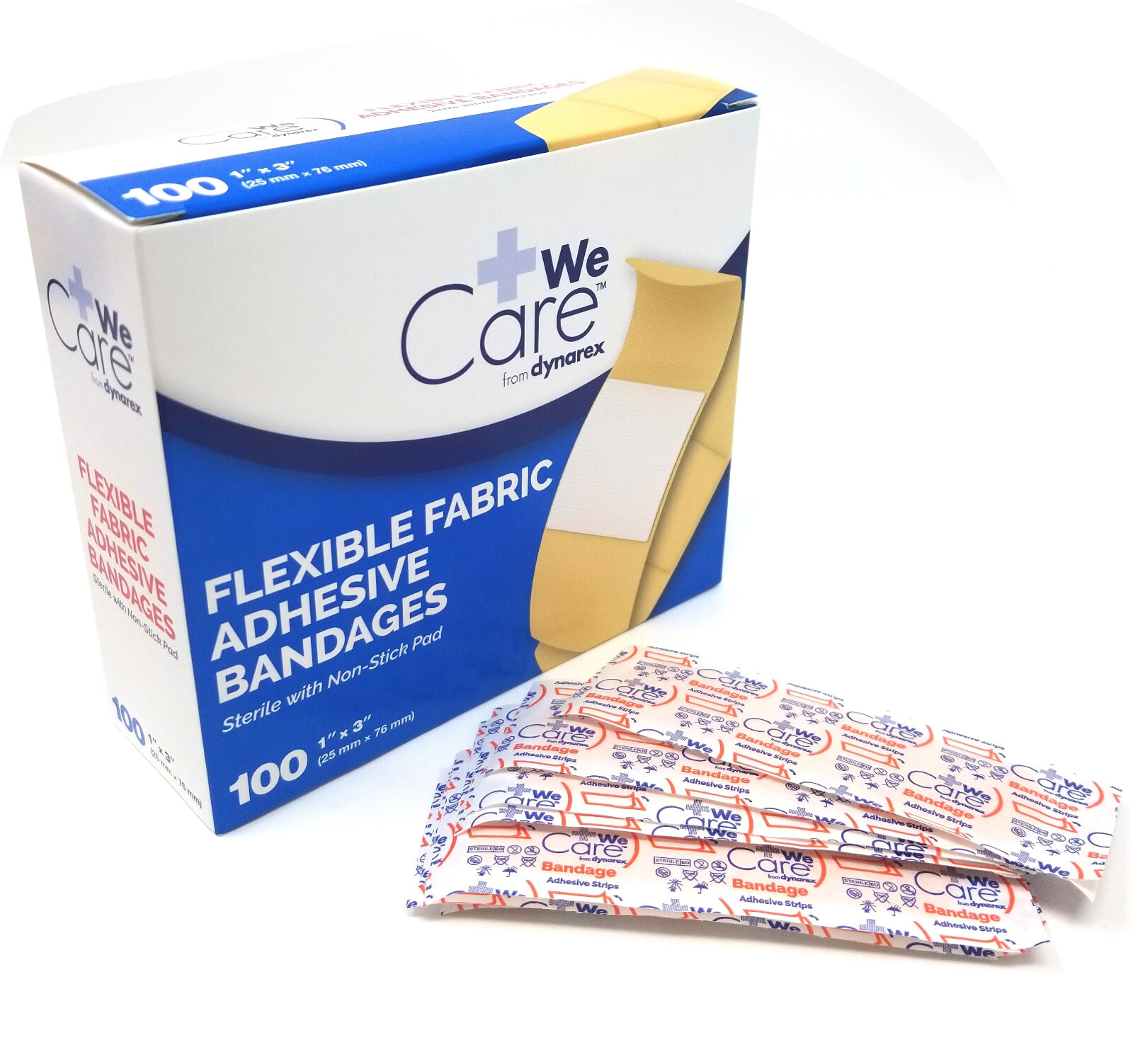 Dynarex Sterile Fabric Bandages 1"X3" Latex Free #3612 Box of 100 Band Aids