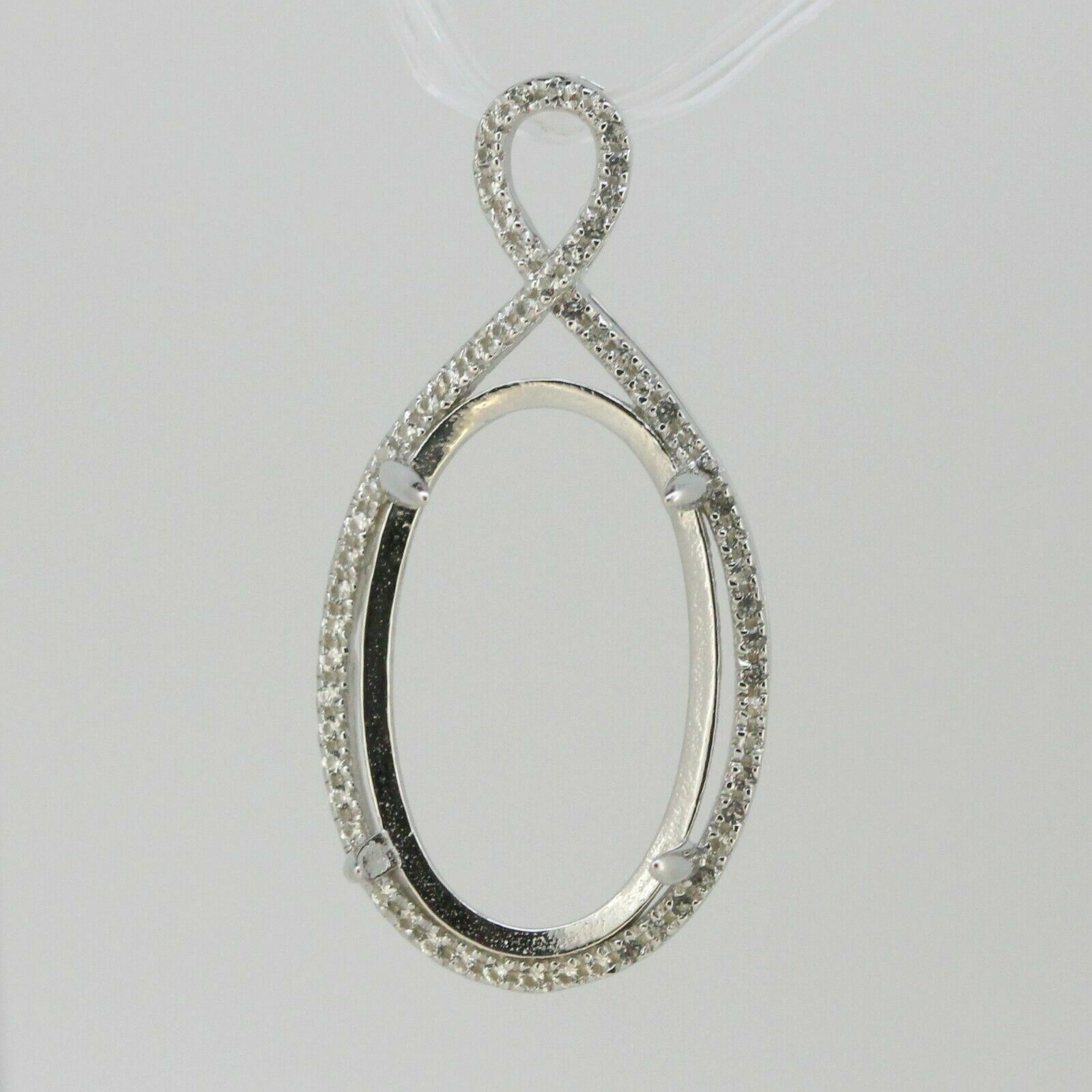 Sterling Silver Semi Mount Pendant Setting Oval OV 22x14mm Cabochon topaz