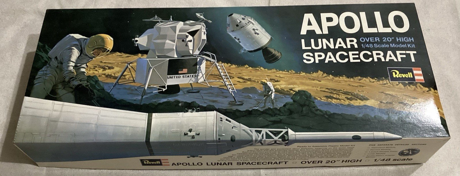 Vintage 1967 Revel 1/48 Scale Apollo Lunar Spacecraft Model Kit (Open Box)