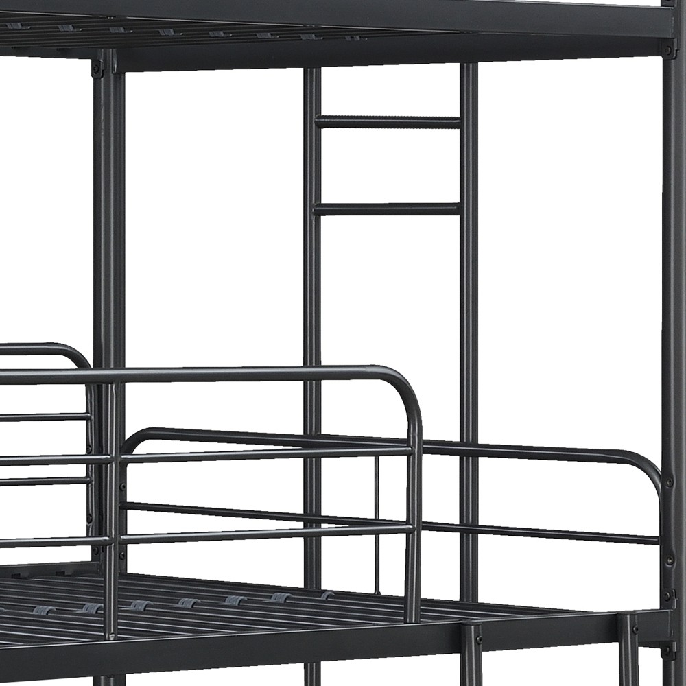 Triple Bunk Bed FULL over FULL over FULL | 3 Full Size Beds | Black Metal Frame