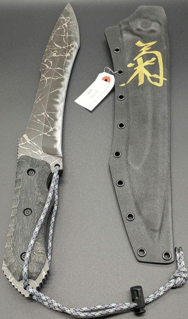 Unused Kiku Knives Raijin Fixed Blade Knife Custom Japan