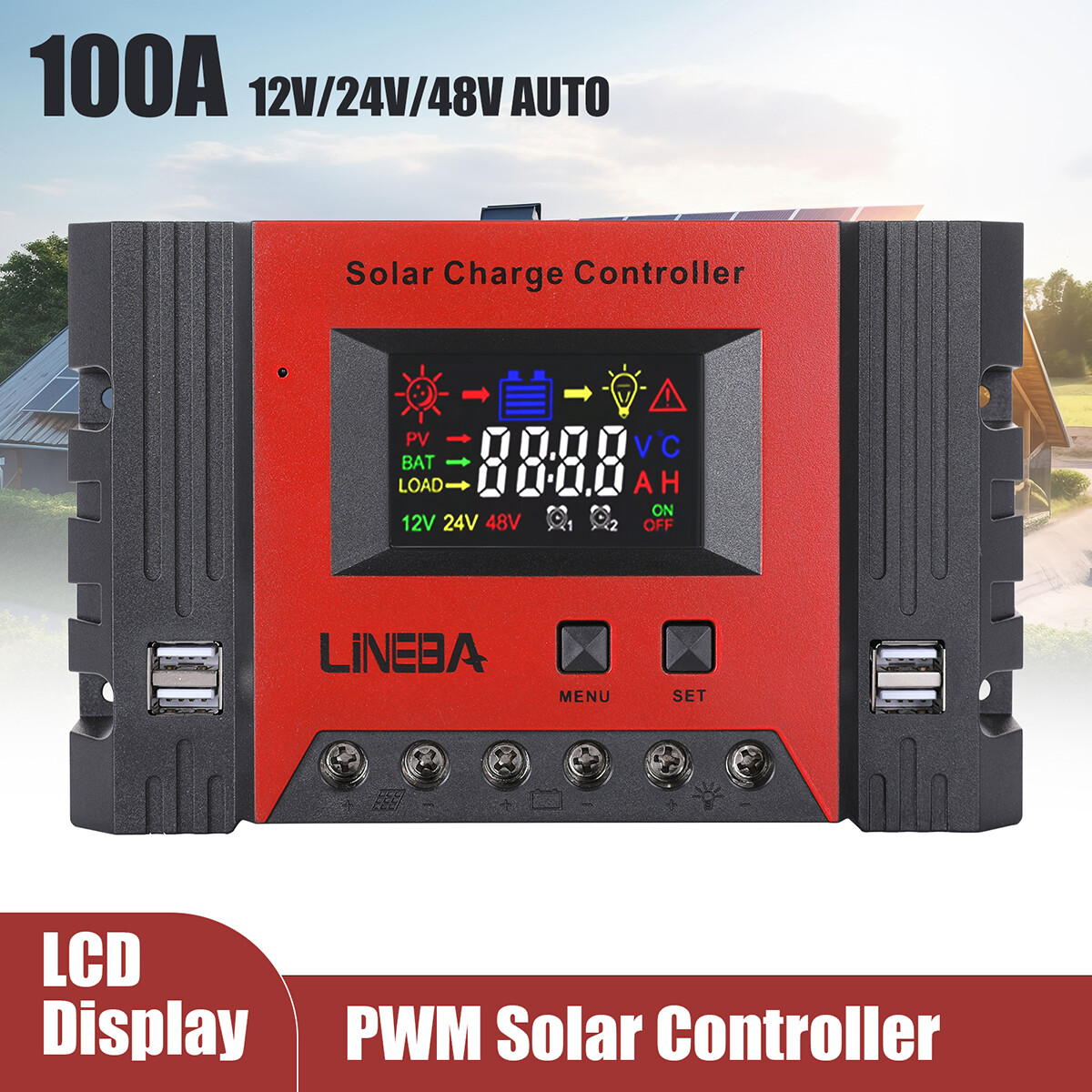 100A/60A/30A 12V/24V/48V Solar Panel Inverter Boat Charge Controller Regulator