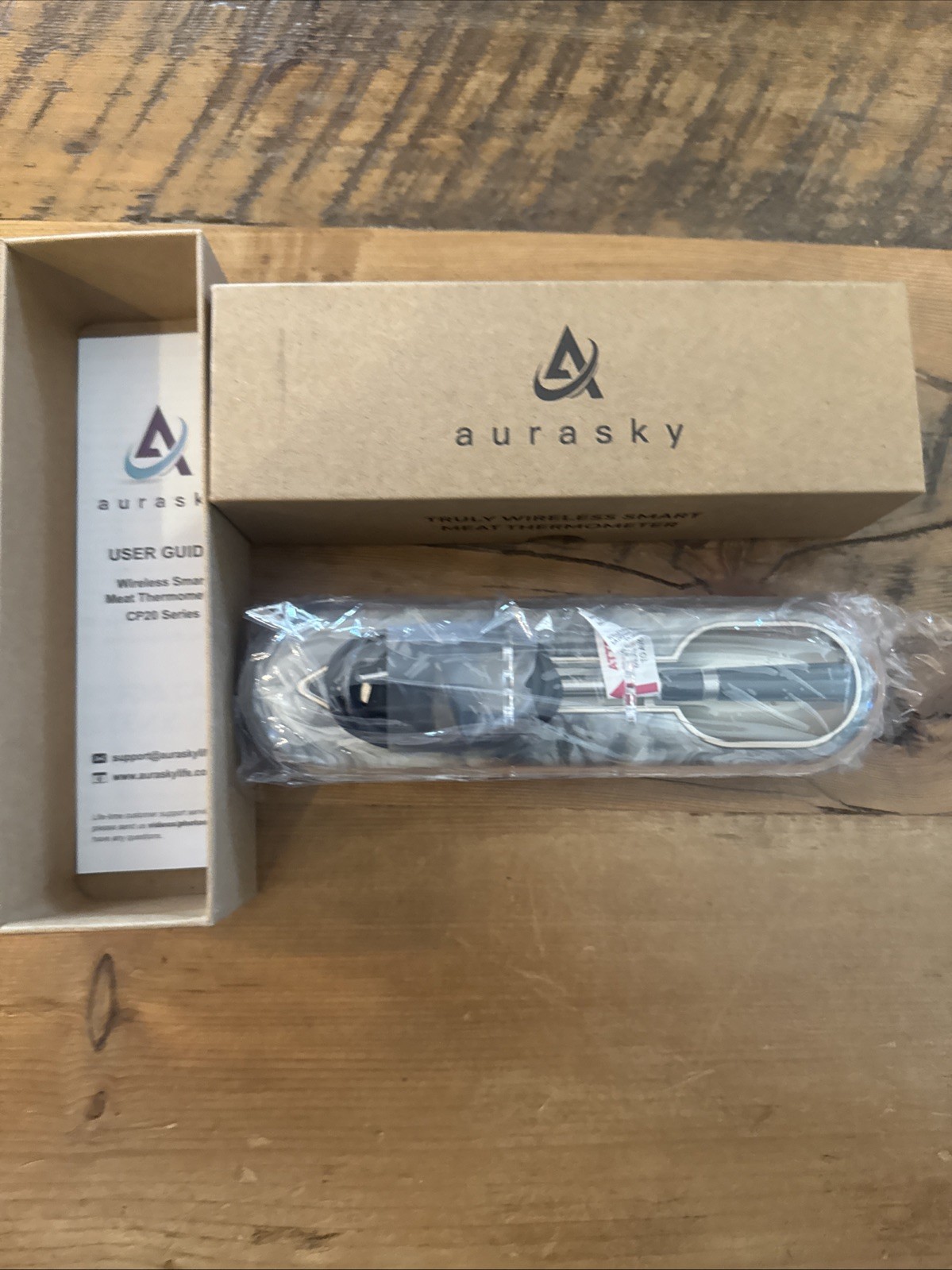 AURASKY Wireless Meat Thermometer Smart App Control Remote Read White/Gray CP20