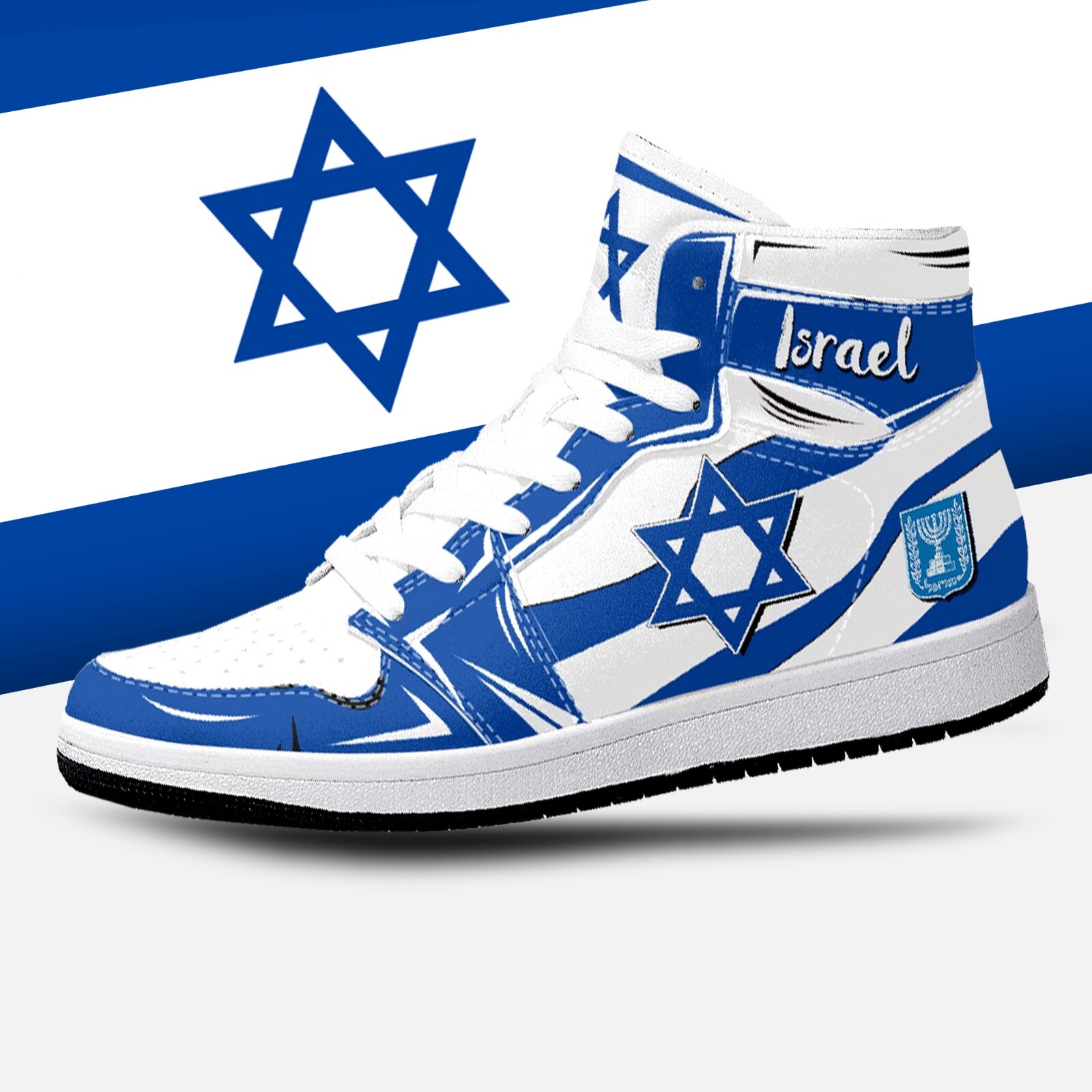 Israel Flag High Tops, Israel Premium High Top Sneakers