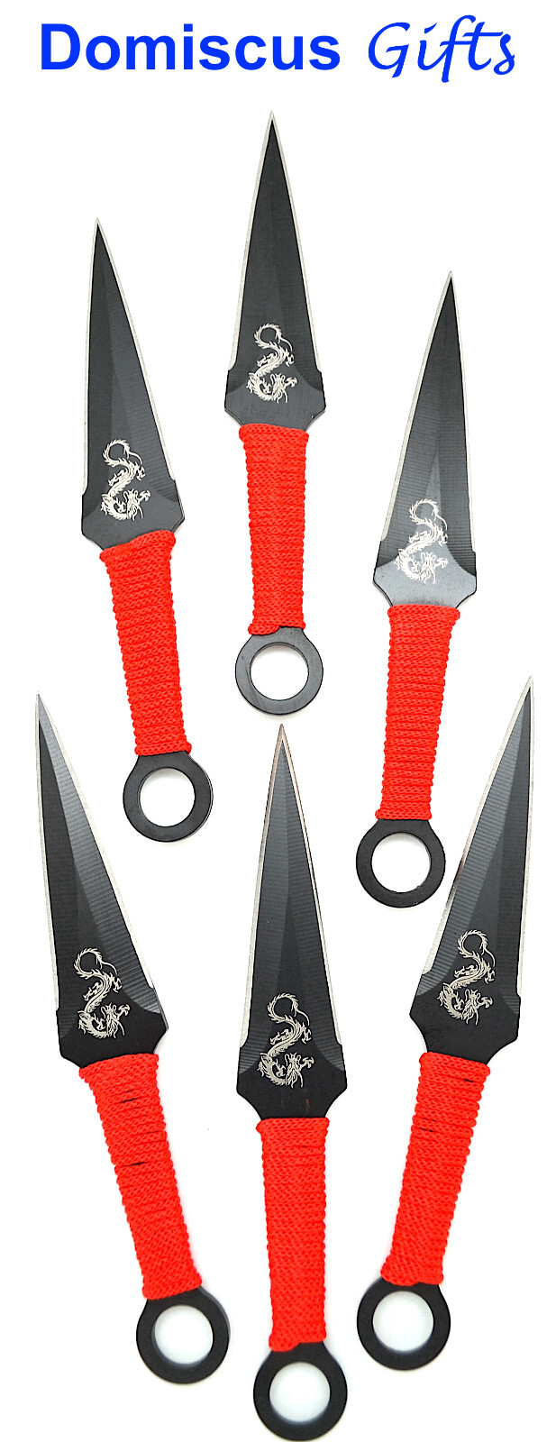 5 1/2" NEW! AEROBLADES 6 Piece DRAGON Red Black THROWING KNIVES Throw Knife Set