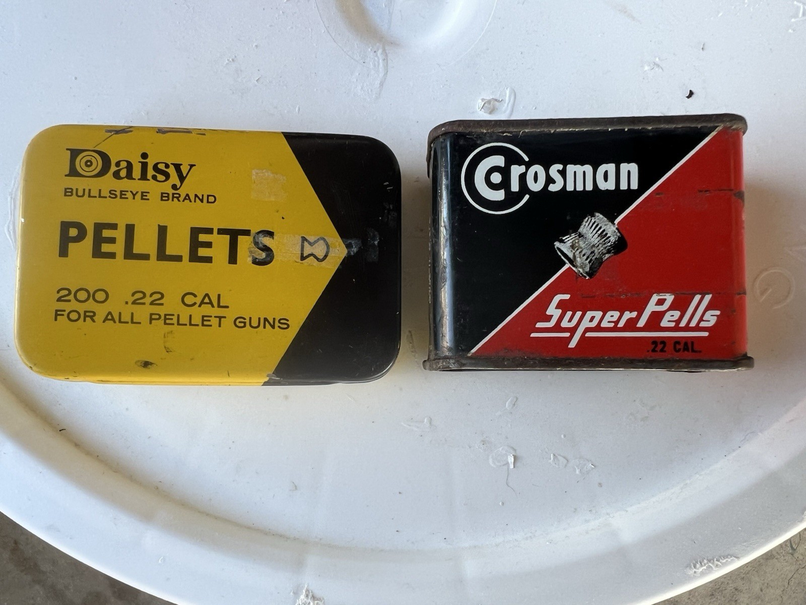 2 Vintage PELLET GUN Tins - DAISY & CROSSMAN ( Daisy still has pellets)