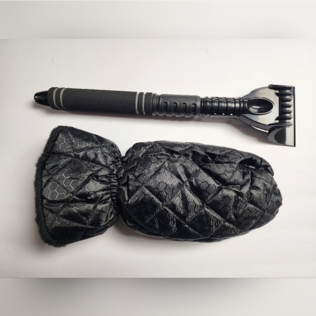 Ice Scraper with Glove Black Windshield Mitt Winter Snow Remover New