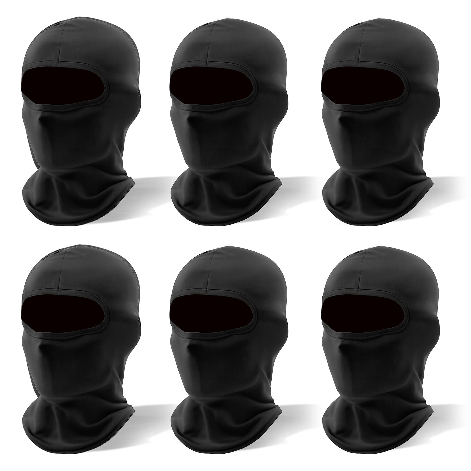6 Pack Ski Mask Balaclava for Men Women, Lightweight Full One Size, Black