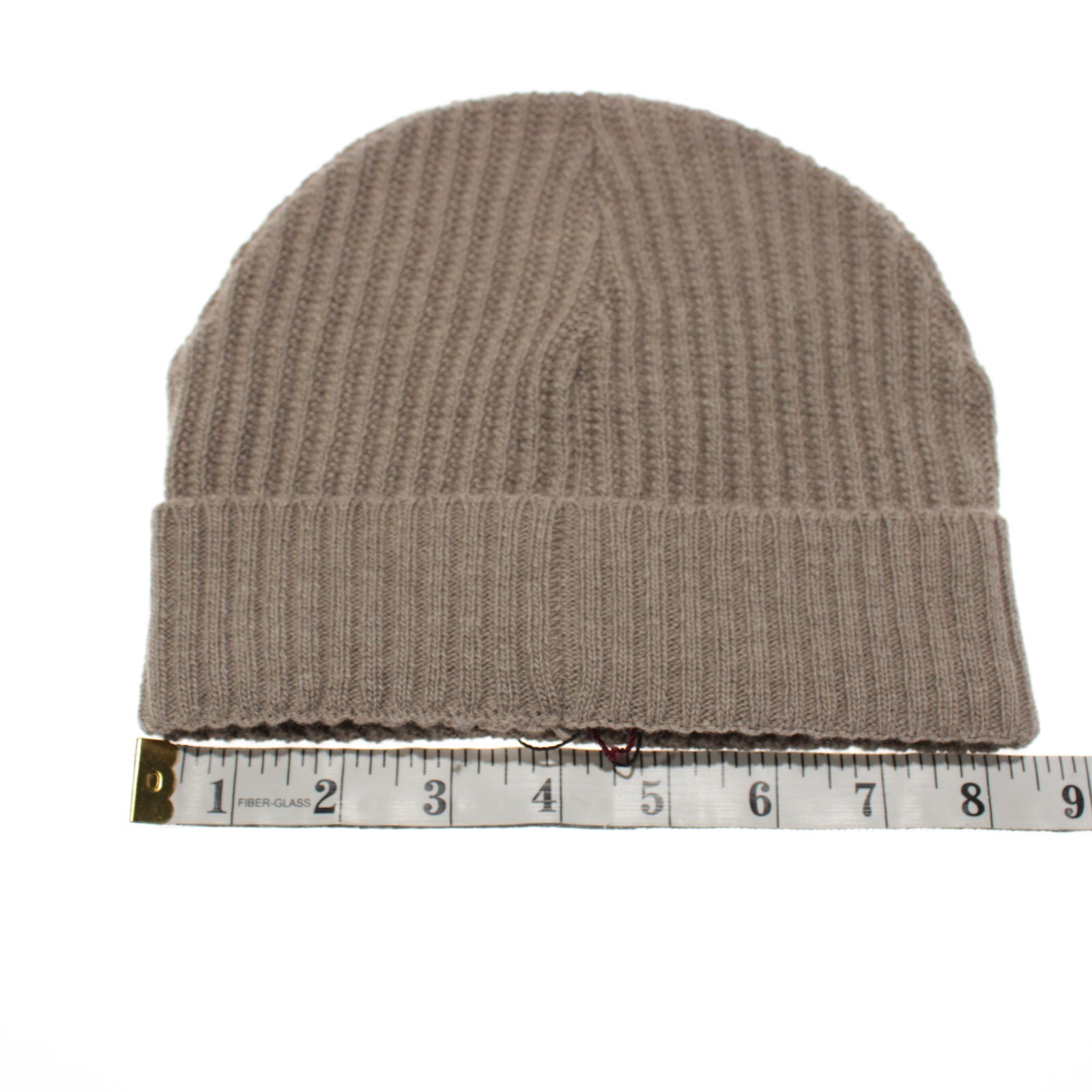 Luciano Barbera NWT 100% Wool Knit Beanie Hat One Size in Solid Tan Beige