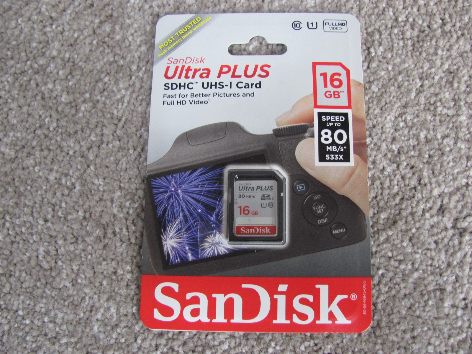 SanDisk Ultra PLUS SDHC UHS-I 16GB Memory Card up to 80MB/s (SDSDUSC-016G-AN6IN)