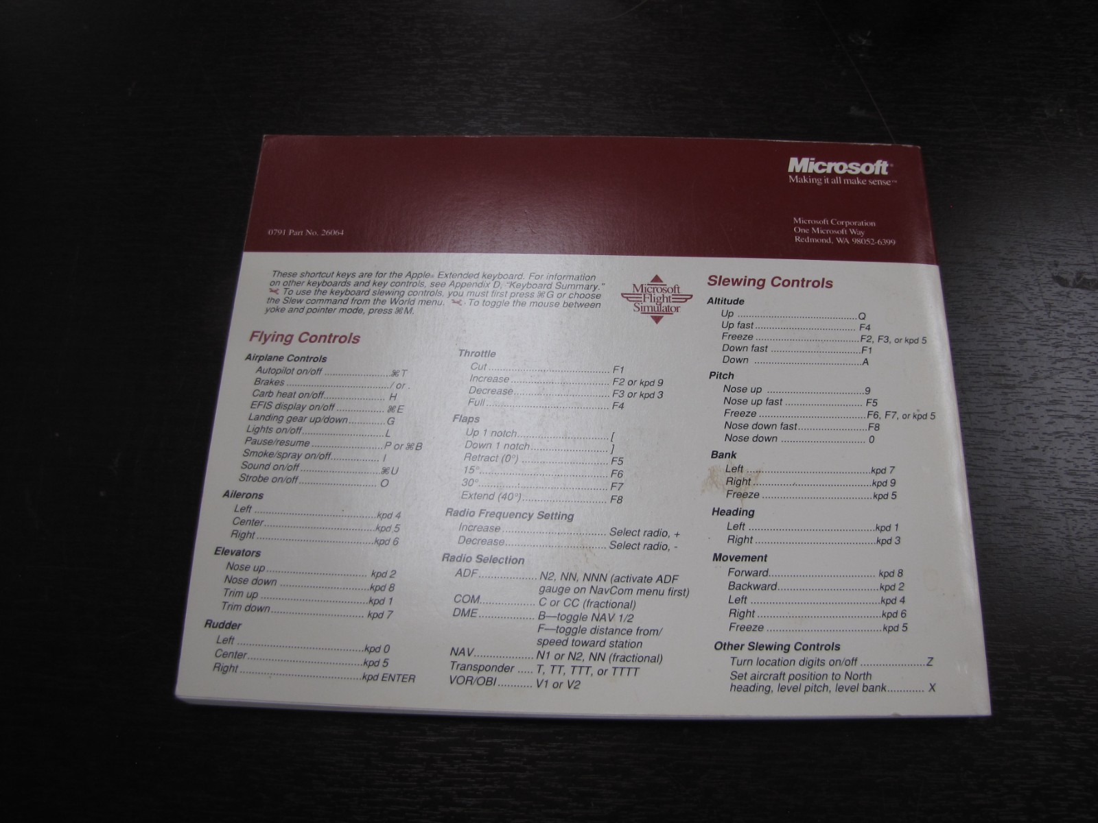 1991 Microsoft Flight Simulator Instruction Manual User's Guide for Apple - IX36