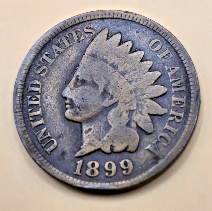 127 Year Old 1899 (P) Indian Head 1 Cent Penny BN Circulated Nice Detail
