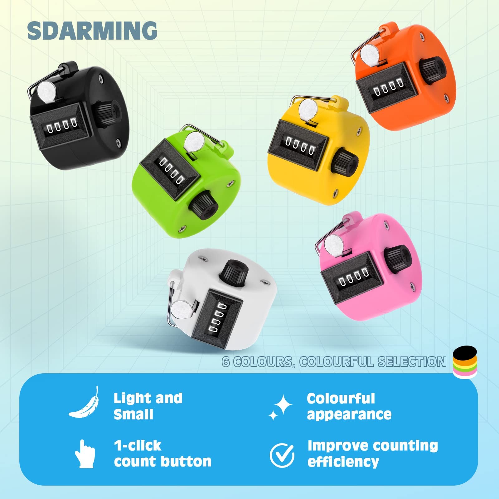 Handheld Tally Clicker Counter for Golf, Scoring, Knitting – 4-Digit ABS