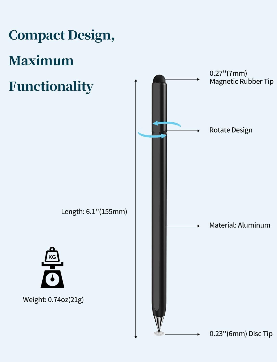 2pcs Universal Stylus Pen, Stylus pen for Apple iPad iPhone Pro Android Tablets