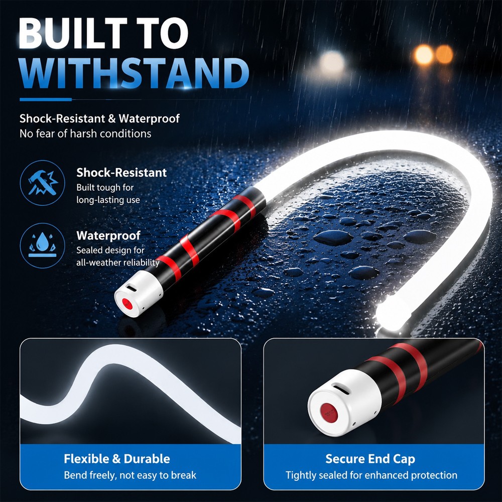 76cm Flexible LED Flashlight Stick Bendable Work Light With 3 Brightness Modes