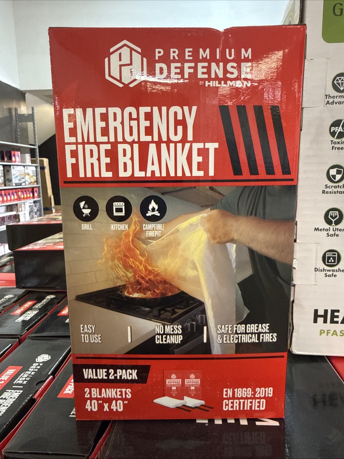 Heavy-Duty Emergency Fire Blanket, 2 Pack – Fireproof Fiberglass Blanket for