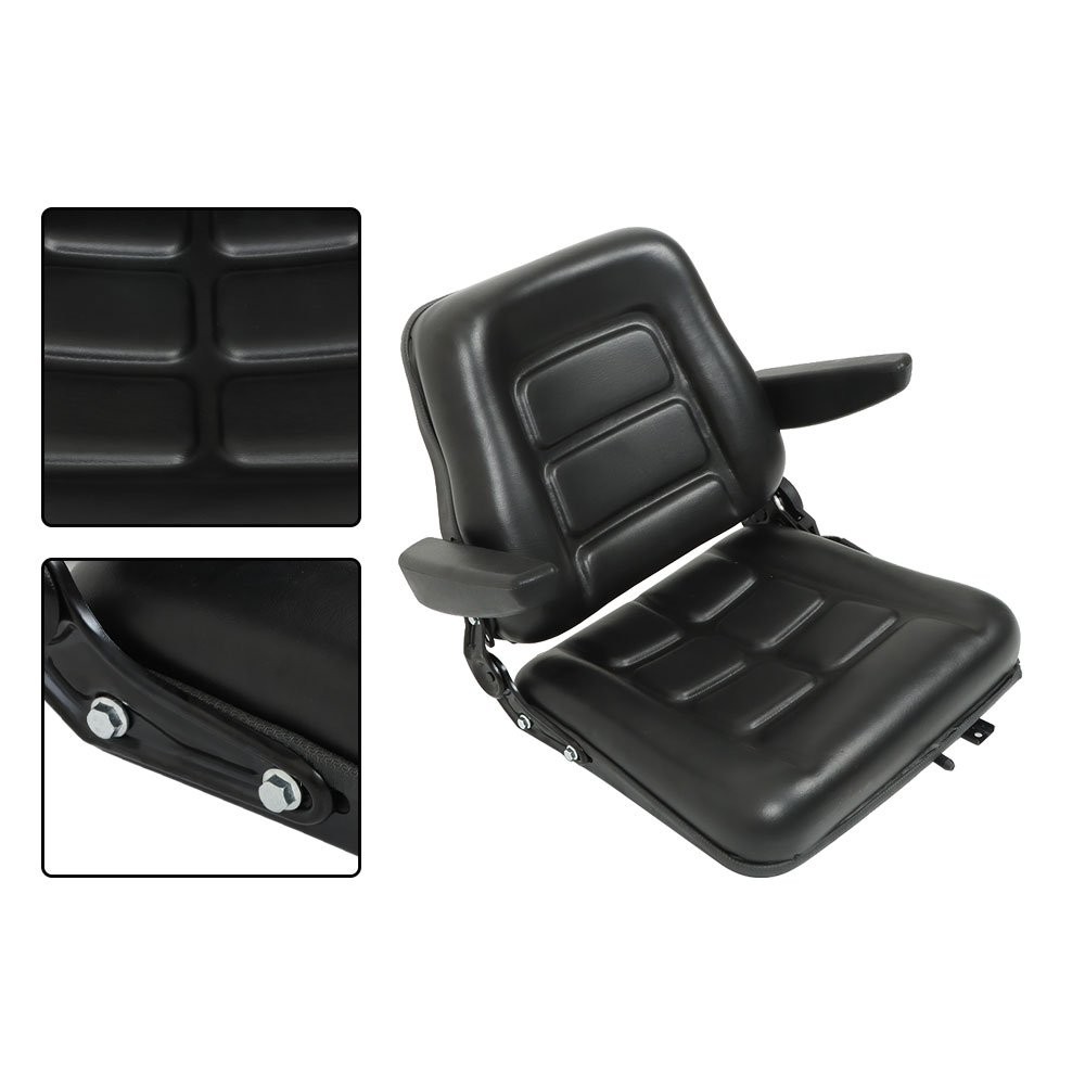 Universal Forklift Seat Fold Down Tractor Seat Adjustable Back & Armrest