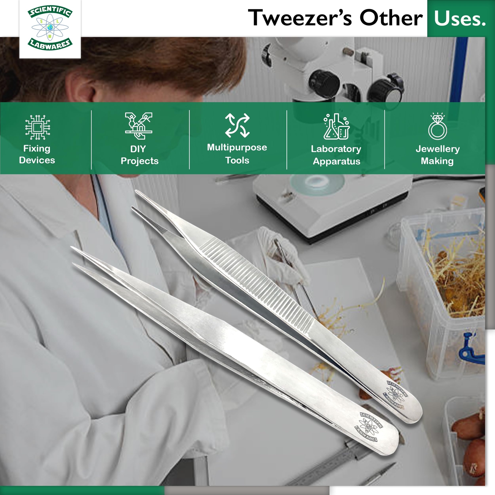 Scientific Labwares Stainless Steel Adson Dissecting Forceps Boley Style Lab