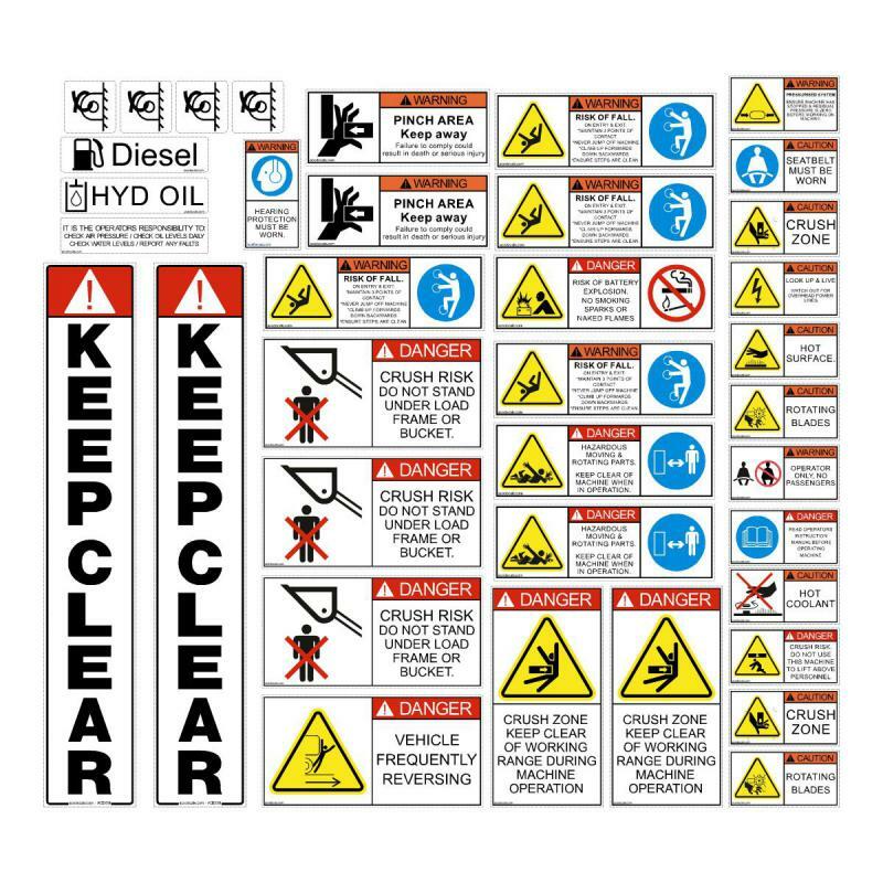 Skid Steer Safety Decals Kit, Safety Stickers Decals, UV laminated