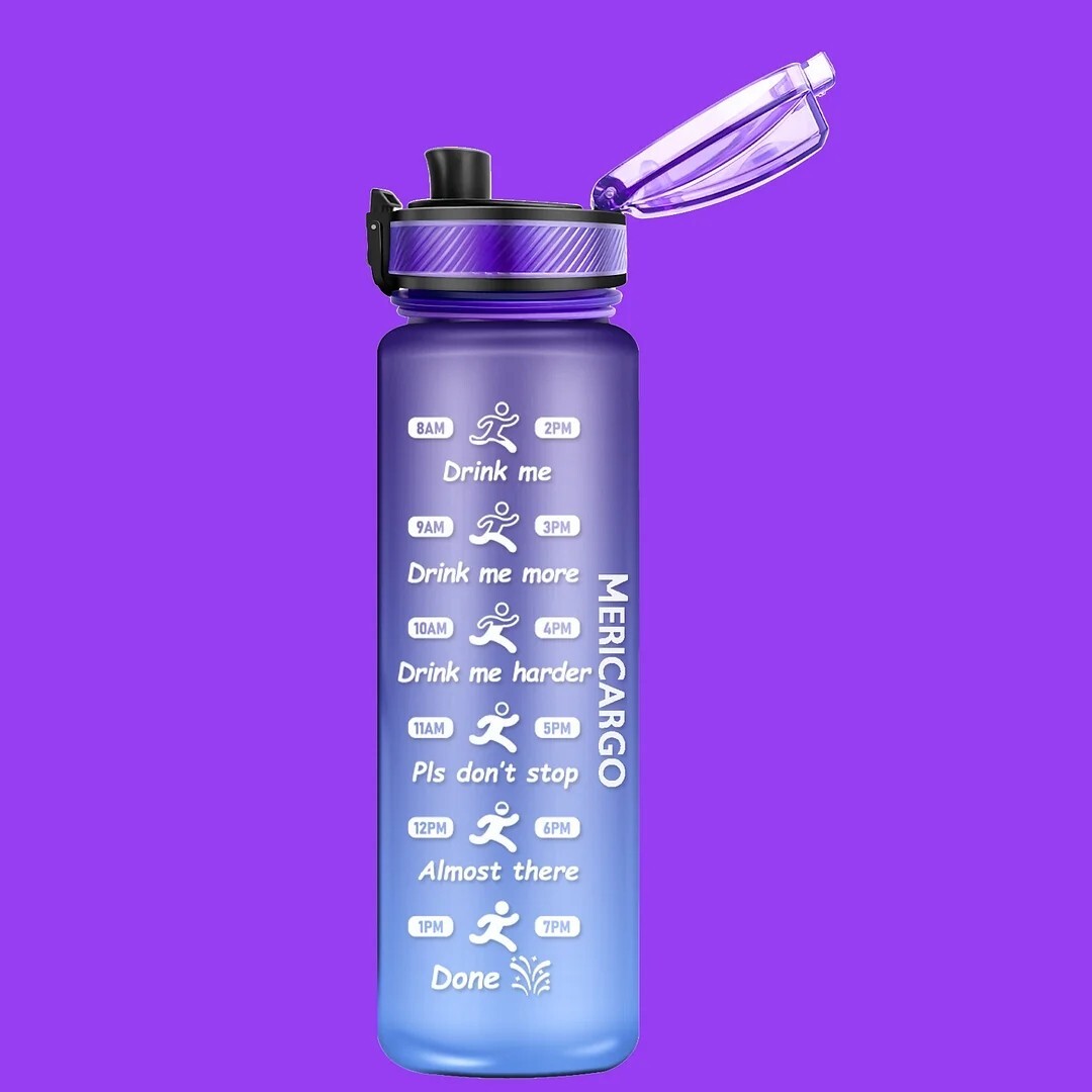 32oz Motivational Water Bottle (Purple & Blue)
