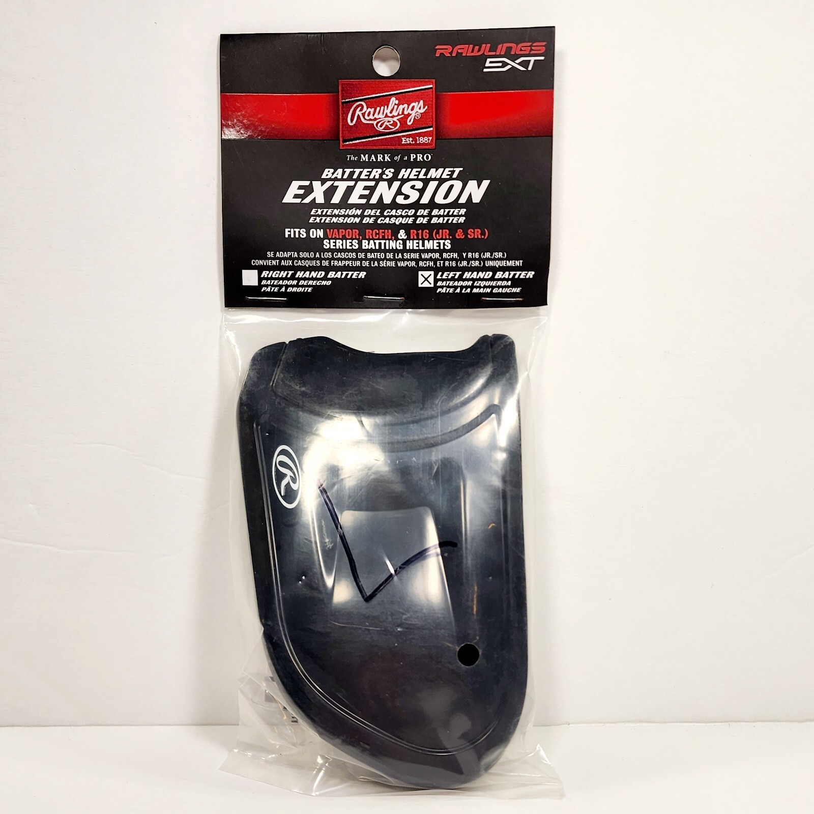 RAWLINGS EXT Left-Handed Batter Helmet Extension Fits Vapor RCFH & R16 JR. & SR.