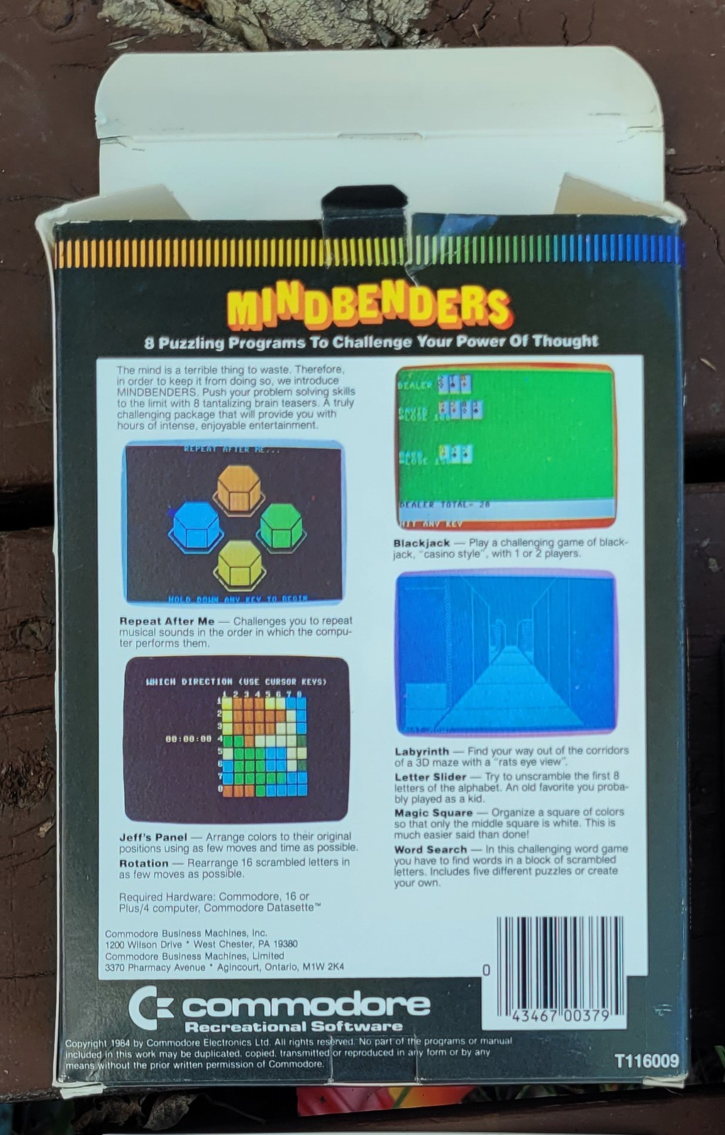 Vintage Commodore 16 & Plus/4 Software Mindbenders (1984) 16K on Cassette