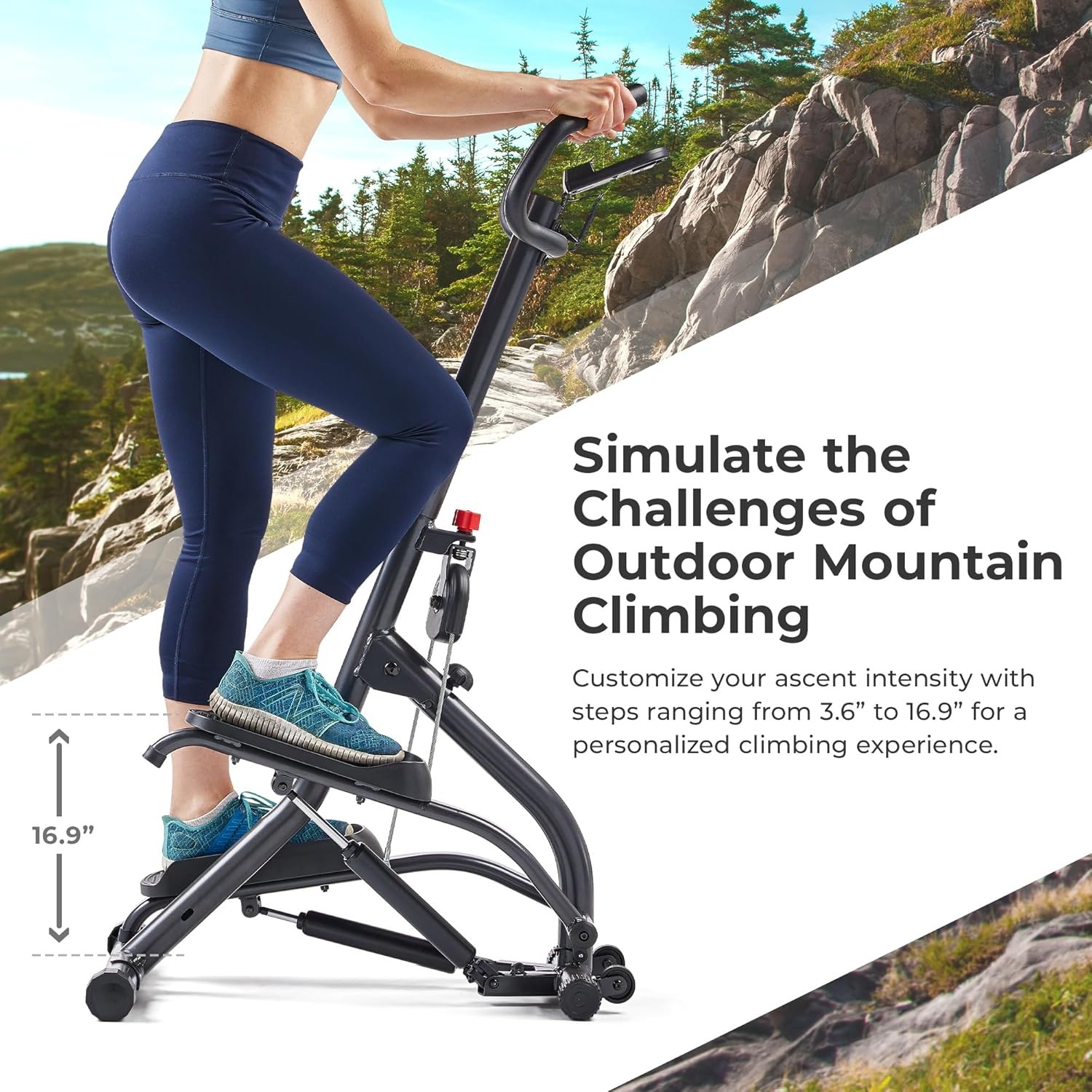 Stair Stepper w/Handlebar, Extended Step Range Climber Machine