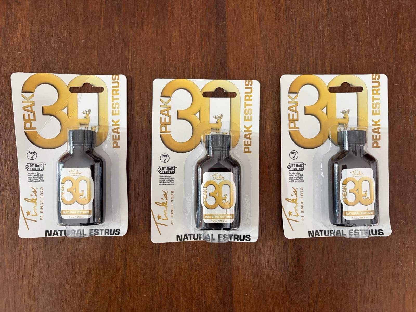 Lot of 3 Tink's Peak 30 Premium Doe Estrus 1 oz Deer Attractant Liquid W6221