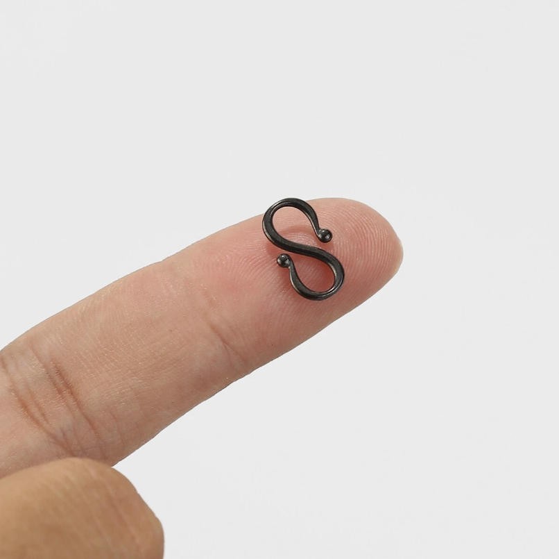 20pcs Stainless Steel Black Large S Hooks Connectors 13mm