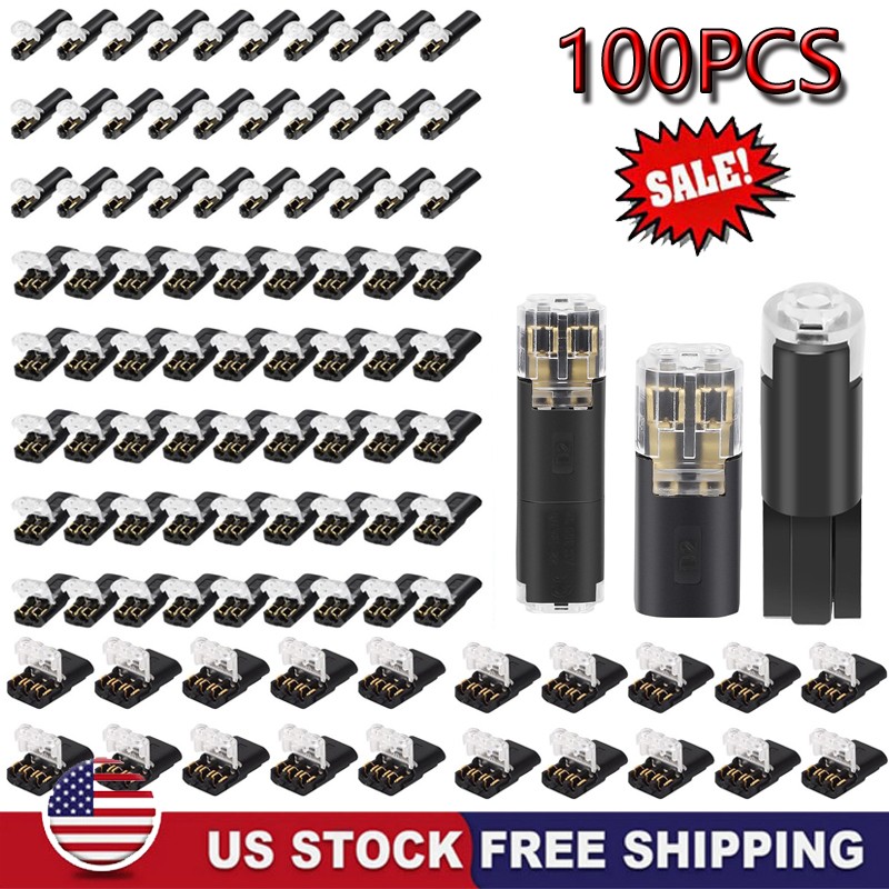 100Pcs 1/2/3 Pin Electrical Wire Connectors Kit Quick Splice Wire Connectors