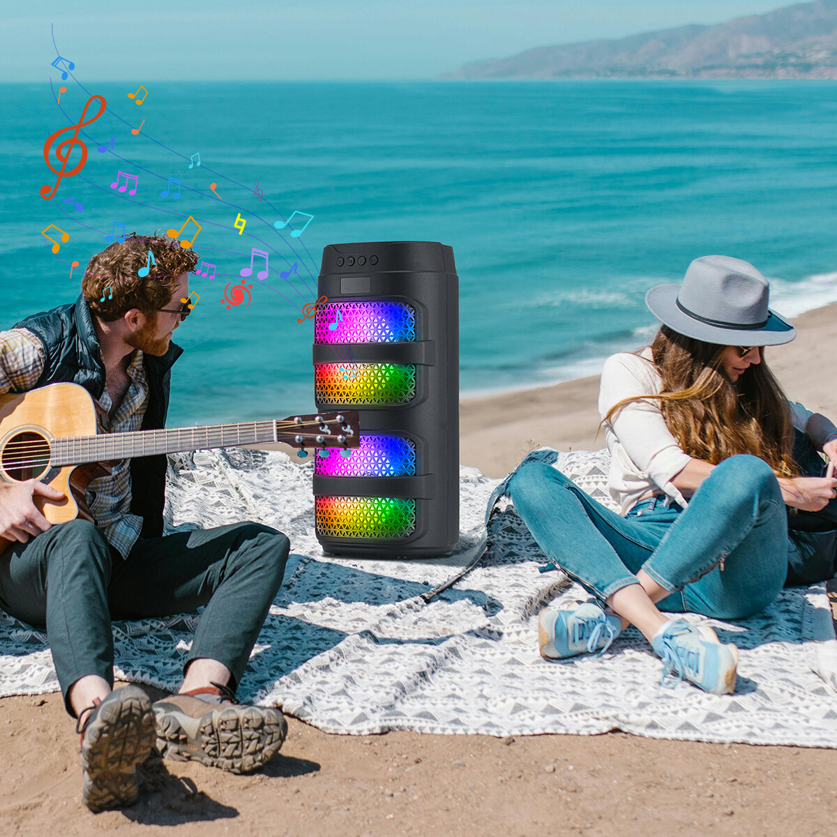 Dual 4" 3000W Portable Bass Heavy Bass Bluetooth Speakers Stereo Party TWS Sound