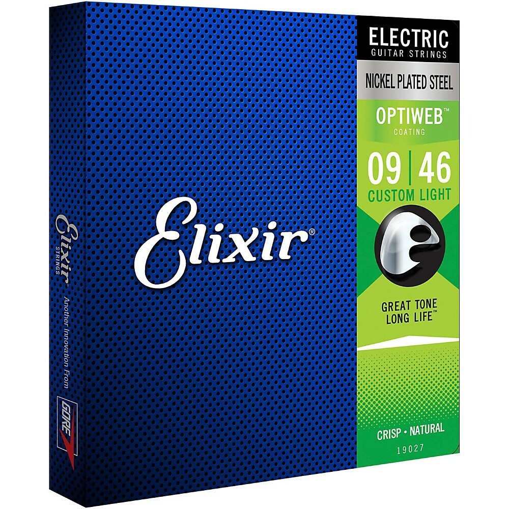 Elixir Electric Guitar Strings with OPTIWEB Coating Custom Light .009-.046 2 Pck