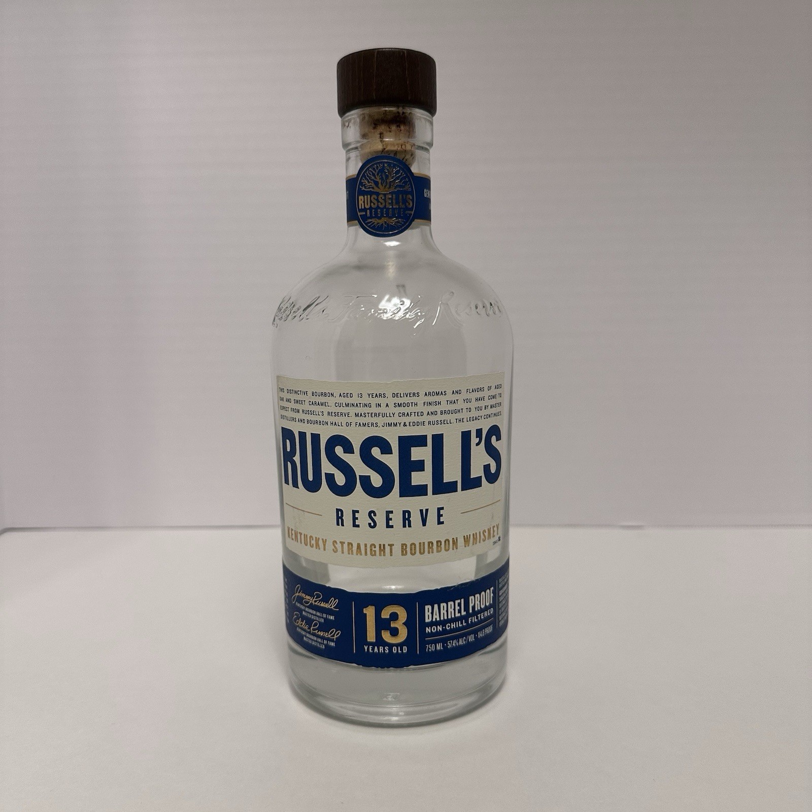 Russell’s Reserve 13yr Batch 1 LL/JD Empty Bottle w/ Cork