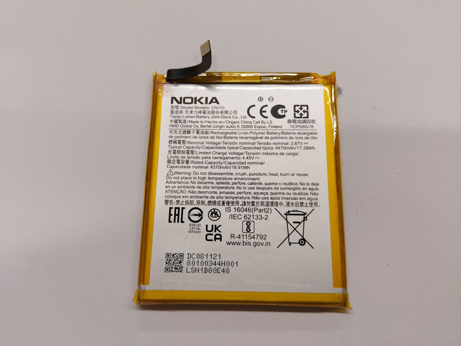OEM Nokia X100 5G TA-1399 CN110 Battery OEM 3.87V 4470mAh Replacement