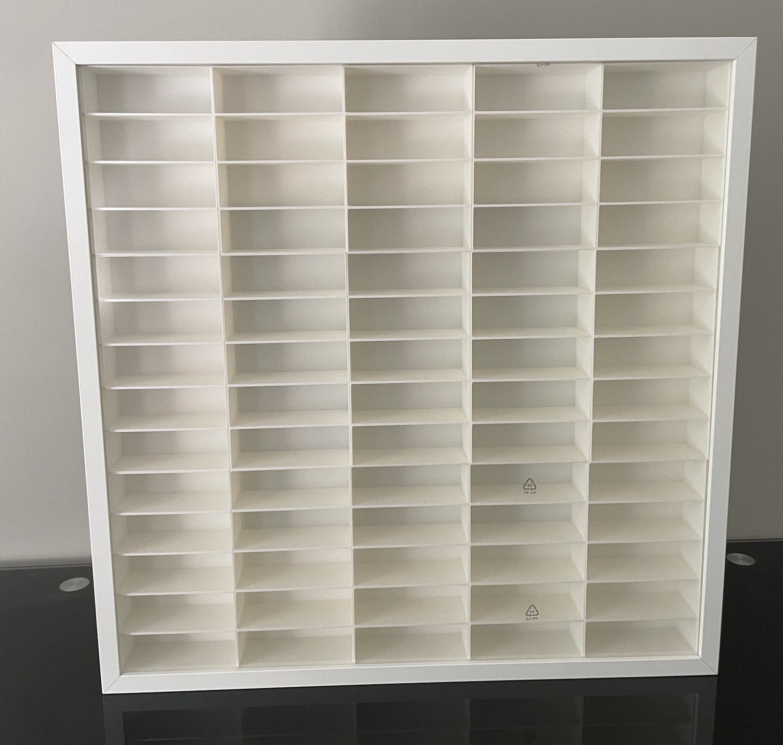White Frame/White Plastic Display Case for 1:64 Diecast & Toys - 70 car slots