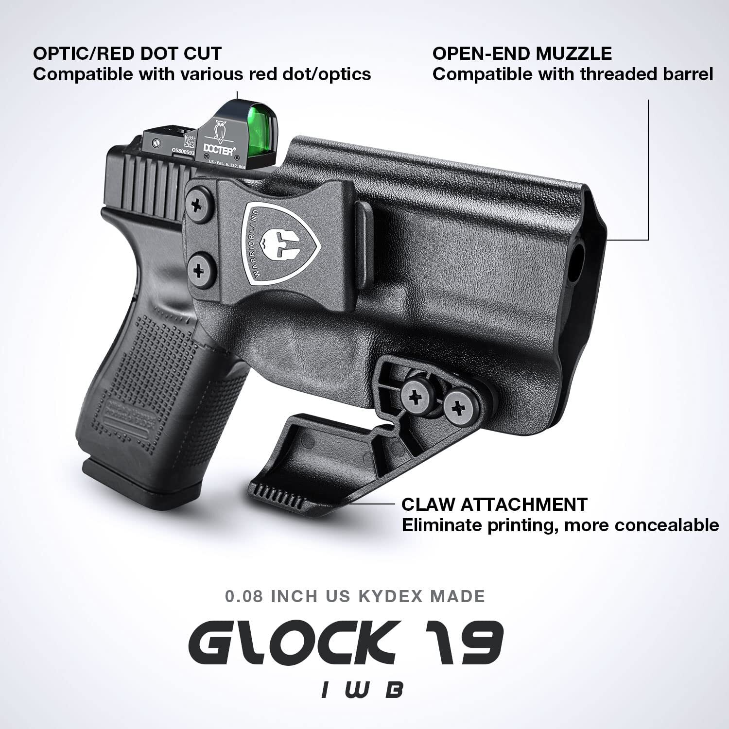 IWB Holster Optic Cut For Glock17/19/19X/26/44/45 Gen(1-5)&Glock 23/32 Gen(3-4)