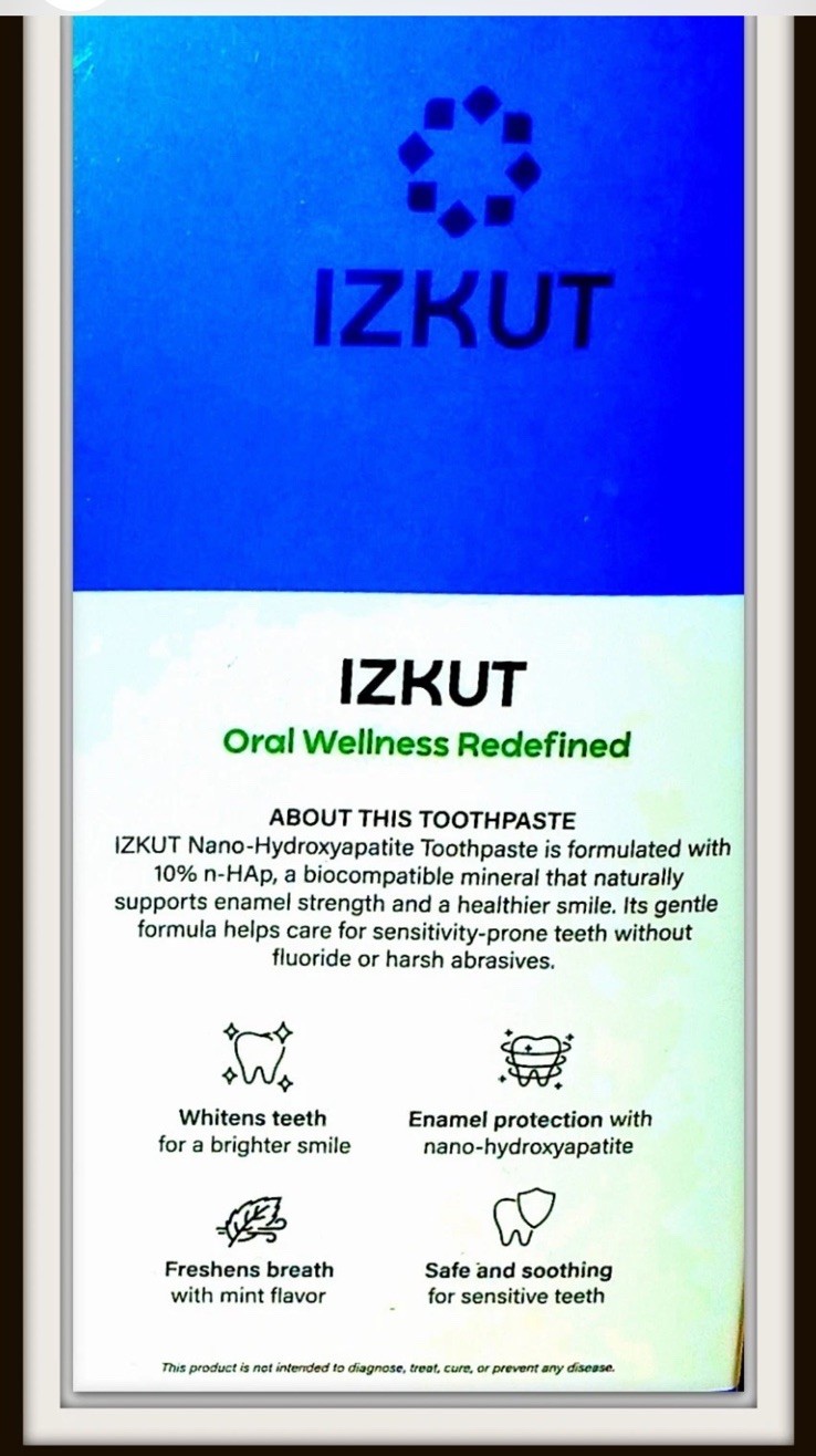 IZKUT 10% Nano Hydroxyapatite Toothpaste Fluoride-Free Whitening Sensitive