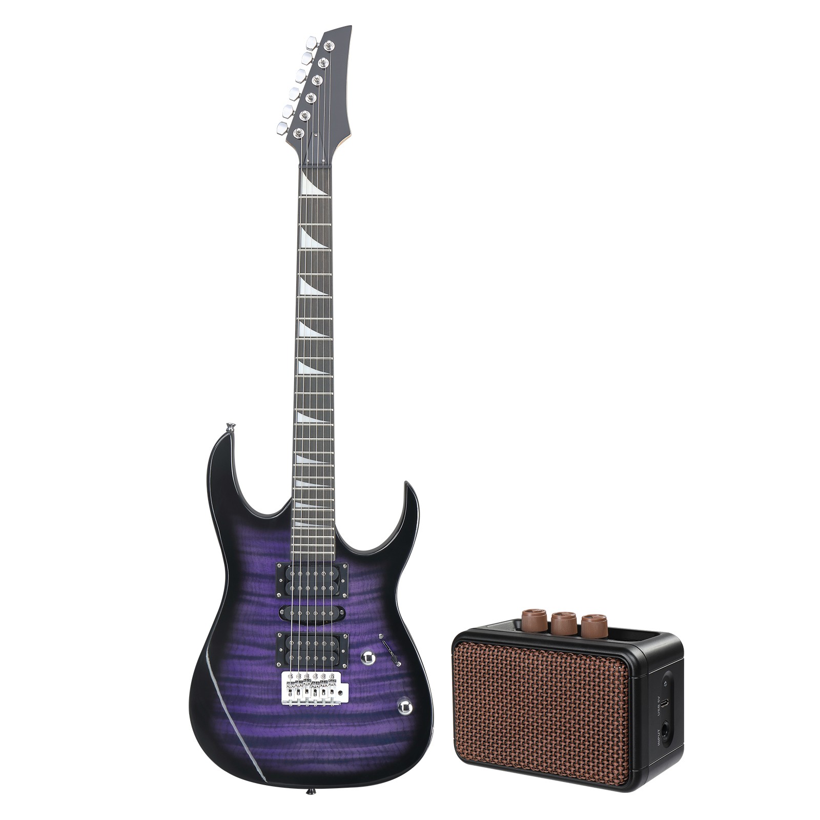 170 Model 39in Electric Guitar HSH Pickups Black complete starter kit suit