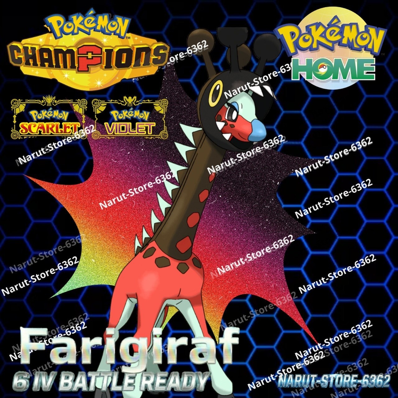FARIGIRAF🔥6IV SHINY POKEMON HOME🔥Pokemon CHAMPIONS BATTLE READY SCARLET VIOLET